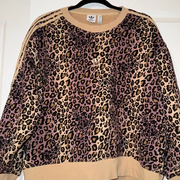 Adidas Women's Leopard Print Sweater - Brown and Purple - Picture 2 of 8